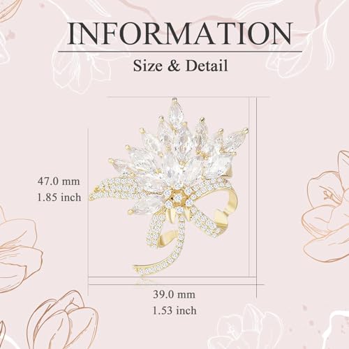 Image of Flower Brooch for Women Rhinestone Flower Brooch Pins Floral Brooches Jewelry Gift for Mom Wife