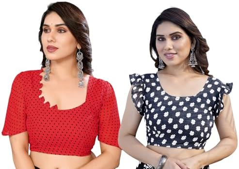Printed Georgette Saree With Blouse Piece Combo Pack of 2 Combo (Combo_Md_1610_2_1742_6)_A14795