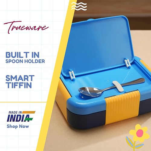 Image of Trueware Galaxy 3 304 Stainless Steel PU Insulated Lunch Box with Three Compartment BPA Free, Food Grade Ideal for School, Picnic, Office & Outdoor - 520ml