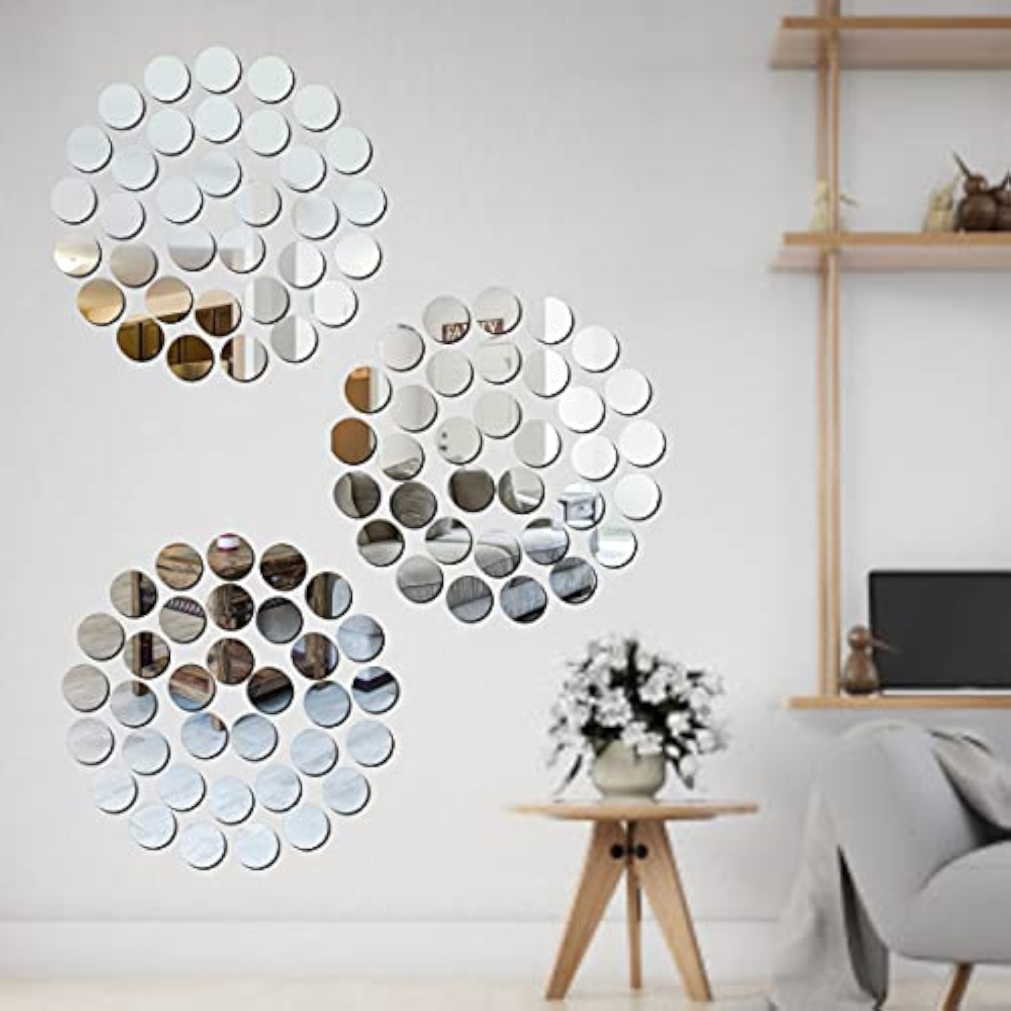 100 Duck Dot Silver 3D Acrylic Mirror Wall Sticker Decoration