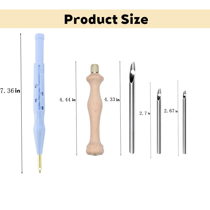 Image of Punch Needle,Adjustable Punch Needle Embroidery, Wooden Handled Embroidery Pen with Three Different Metal Needles,Punch Needle Kits for Adults Suitable for Beginners to Use And to Make DIY Handicrafts