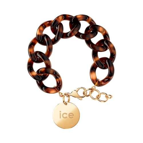 ICE - Jewellery - Chain Bracelet - Tortoise - Bracelet mailles XL de couleur pour femmes fermé d'une médaille dorée (020995)