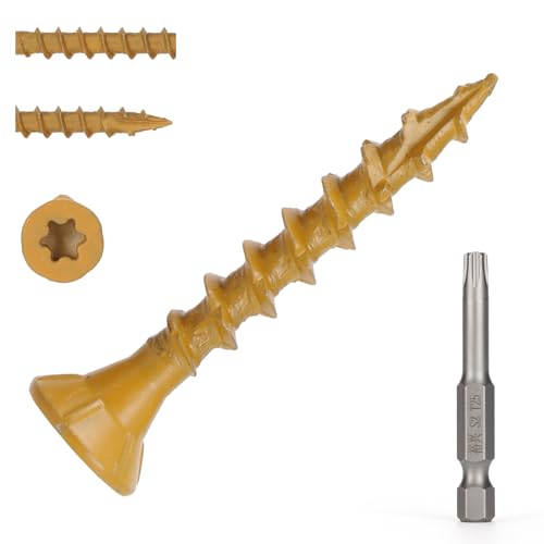 Image of Wood Screws #8 x 1-1 /4'', T25 Star Torx Drive Flat Head Deck Screws, Tan, 194Pcs (1lb)