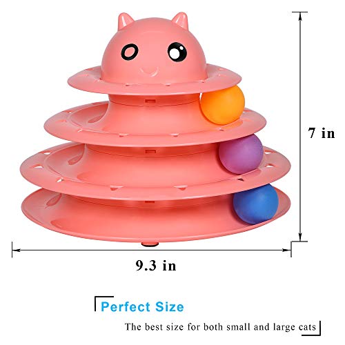 image for UPSKY Cat Toy Roller 3-Level Turntable Cat Toy Balls with Six Colorful