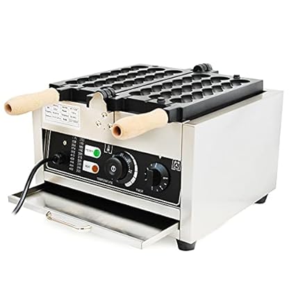 Antihaftbeschichtung Waffeleisen, 1500W Waffelbissen Bubble Waffle Maker Machine Antihaft-Pfanne Edelstahl mit 50-300°C Temperaturregelung und Timer fur Kommerzielle und Hause