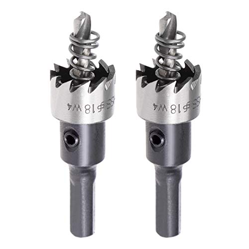 sourcingmap 2 Pcs 18mm HSS Drill Bit Hole Saw for Stainless Steel Metal Alloy Wood, Silver with Black Accents, 18x13mm