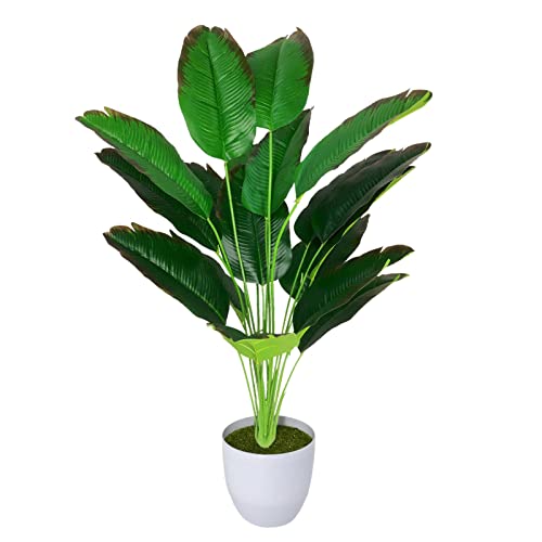 AIVORIUY Planta Artificial con Maceta Areca Palmera Grande Arbol Artificial Plastico Falso Hojas Interior Hogar Salon Dormitorio Balcón Oficina Moderno Decorativas (82cm Rojo Ave del Paraíso)