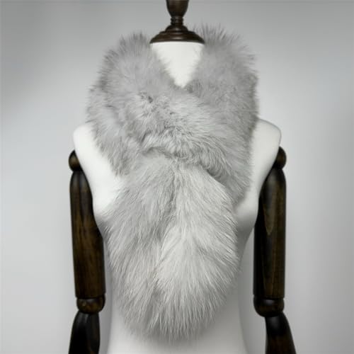 LVCOMEFF Natural Fox Fur Scarf for Women The True Color of Fox Fur Furry Wrap Warm Winter Chic4