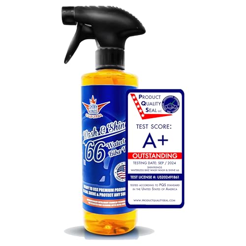 Image of Shinykings Motorcycle Cleaner Wash&Shine 66 | WATERLESS BIke Wash with Ultra Shine Finish | Powerful Motorcycle Detailing Spray for All Surfaces | Bike Cleaner California | 16fl.oz