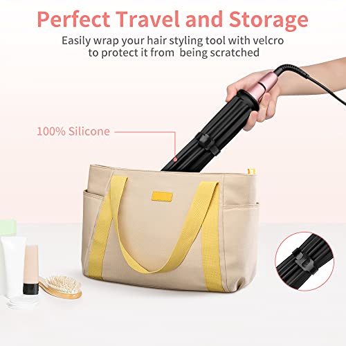 Large Silicone Heat Resistant Mat, Professional Heat Mat For Curling Iron, Hair Straightener And Hair Styling Tools Appliances, Flat Iron Mat, Travel Silicone Mat For Hair Tools, With Velcro (Black) #TOP3