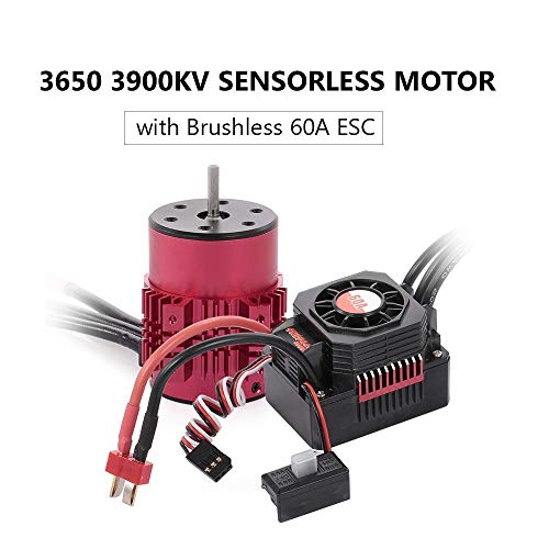 PKA SURPASS HOBBY 3650 3900KV Brushless Motor With Heat Sink And 60A ESC With BEC Waterproof For 1/10 1/8 RC Car Truck Red CN -