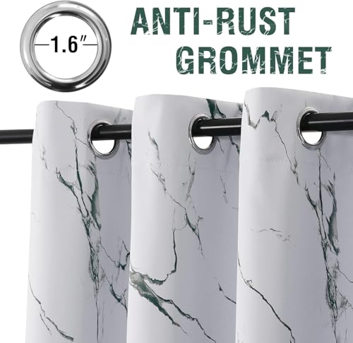 Image of BFAM Marble Print 100% Blackout Curtain with Black Linning at Back,Green Marble Print Curtains for Living Room /Bedroom Thermal Insulated Energey Saving 7 Feet Pack of 1 Curtain