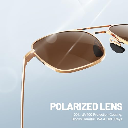 Image of Aviator Sunglasses for Mens Women 53mm TAC Polarized Lense Pilot Military Style Metal Frame with Bayonet Temples