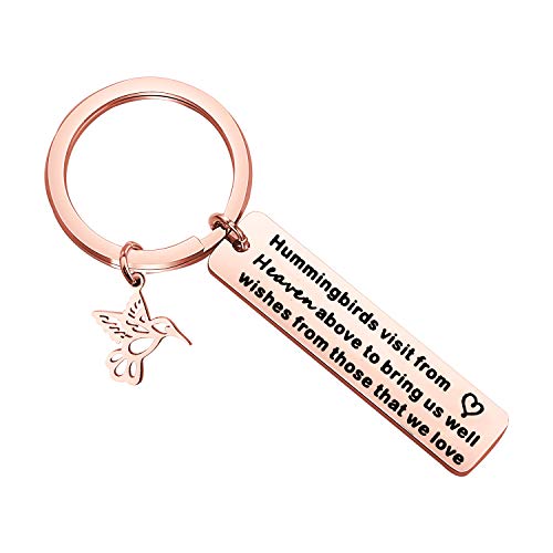 HOLLP Hummingbird Keychain Free Bird Jewelry Humming Bird Lover Keyring Gift for My Love Wishes Jewelry Hope Gift (Rose Gold Keychain)