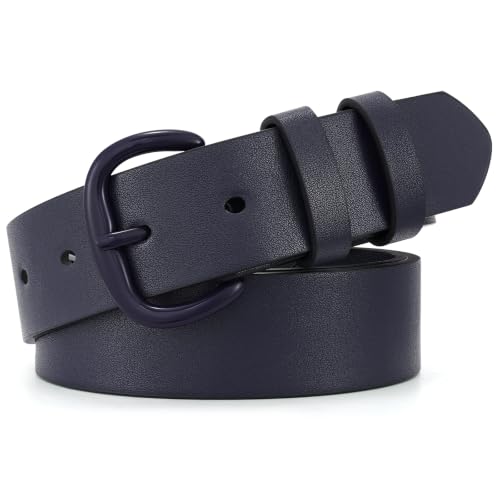 Image of WHIPPY Women Leather Belt for Jeans Pants Dresses Black Ladies Waist Belt with Pin Buckle