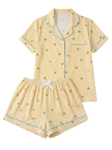 Image of Floerns Women's Floral Print Sleepwear Two Piece Beach Pajama Set