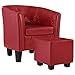 vidaXL Sessel mit Fußhocker Clubsessel Loungesessel Cocktailsessel Relaxsessel Bar Stuhl Sofa Büro Möbel Polstersessel Rot Kunstleder