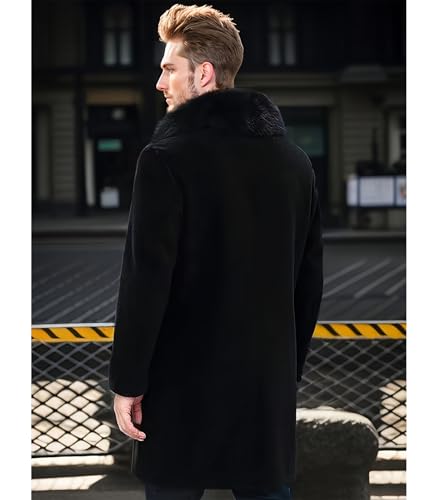 INVACHI Men's Faux Fur Coat Winter Long Faux Mink Coat Fluffy Thick Trench for Men3