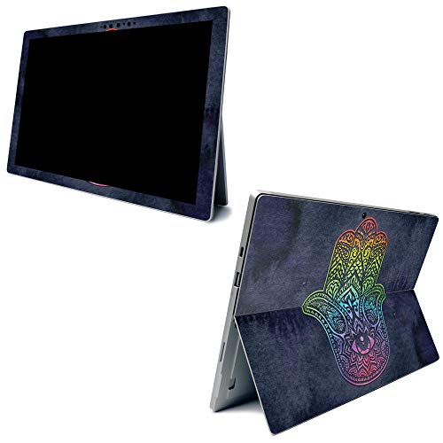Image of MightySkins Carbon Fiber Skin for Microsoft Surface Pro 7 - Rainbow Hamsa | Textured Carbon Fiber Finish | Easy to Apply, Remove, and Change Styles | Made in The USA
