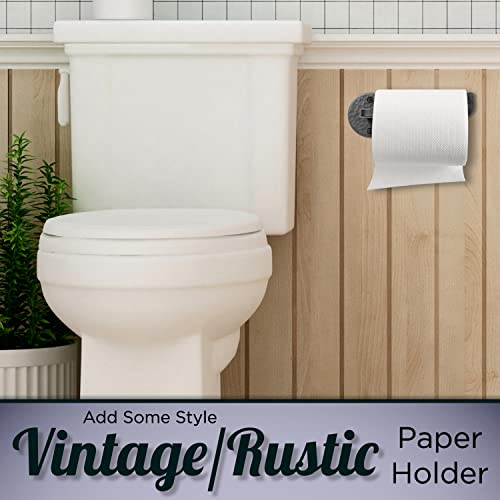 Stur-De Wrought Iron Toilet Paper Holder - Rustic Toilet Paper Holder Wall Mount Tissue Holder For Bathroom, Toilet Paper Roll Holder For Farmhouse Style Home & Vintage House - Black, 6.5 X 2.5 Inches #TOP6