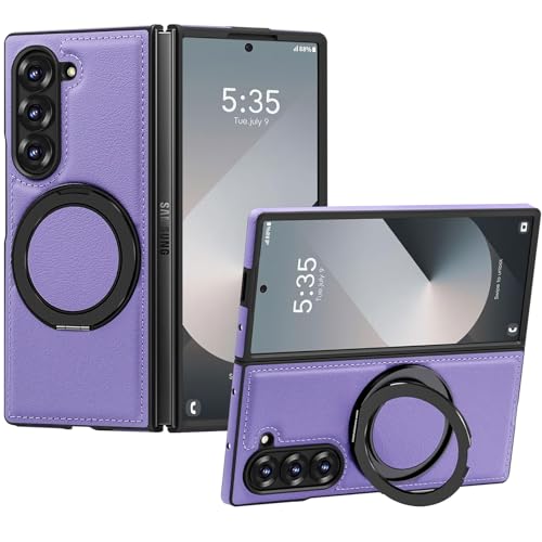 JSTNMEBO Galaxy Z Fold6 5G 用ケース Magnetic対応 リング付き 耐衝撃 レンズ保護 ギャラクシーゼット フォールド6 5g 用ケース マグネット搭載 360°回転 PC+PUレザー 衝撃吸収 スタンド機能 黄変防止 シンプ