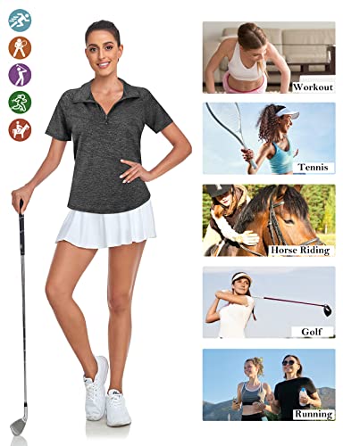 Cute Gym Shirts For Women,Cucuchy Yoga Tops Performance Trendy Shirts Half Zip V Neck Exercise Outfit Loose Fit Lightweight Marathon Oversized Clothes Sun Protection Clothing Black 2Xl #TOP5