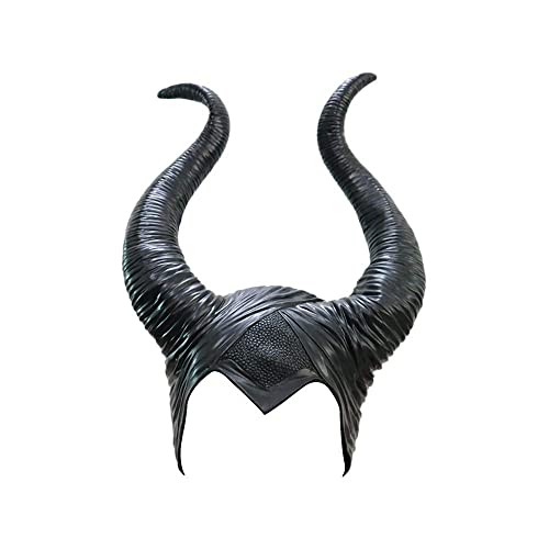 Uranshin Halloween Maleficent Horns Maleficent Costume, Black Long Women Horns Queen Horns Hat, Deluxe Magic Witch Headpiece Headdress for Women Adults, Black, The head size is 22-23 inch (55-58cm)