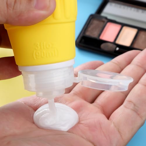 Travel Bottles for Toiletries, BPA Free Leak Proof Reusable Silicone Bottles, TSA Approved 3oz Travel Size Container, TravelAccessories for Shampoo Soap Liquids with Toiletry Bag (4 Pack)4