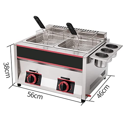 Kommerzielle Fritteuse mit Deckel, 2 x 6 l Doppelzylinder-Fritteusen, abnehmbarer Ölkorb aus Edelstahl 304 in Lebensmittelqualität, Ölfritteuse für Pommes Frites – Bild 8