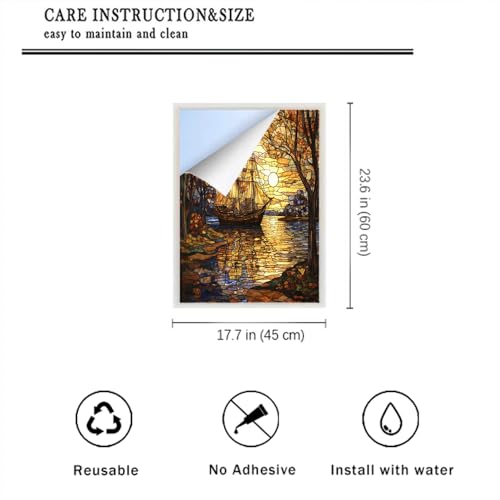 Vinilo decorativo para ventana Rustic Sailboat 17.7x23.6 pulgadas miniatura 2