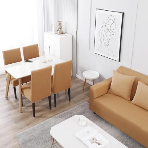 Image of HOKIPO Elastic Stretchable Sofa Cover 2 Seater, Sand Brown (NEW2-AR-4278-E5)
