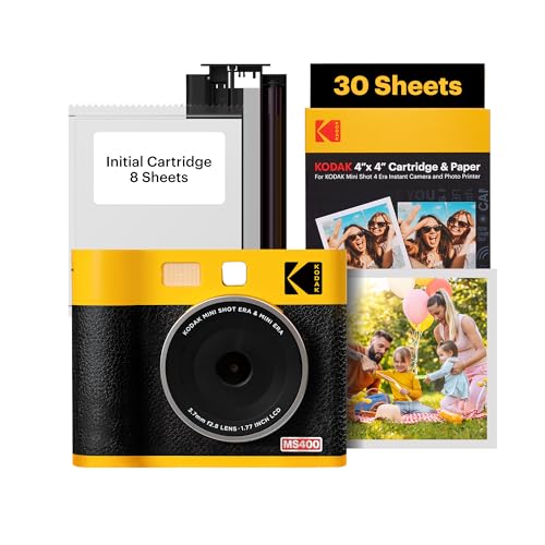Kodak Mini Shot 4 Era 4pass 2-En-1 Cámara Instantánea E Impresora De Fotos 10x10cm Cámara Pack Con 68 Hojas 8 Hojas Iniciales 60 Hojas , Amarillo Kodak Mini Shot 4 Era 4pass 2-En-1 Cámara Instantánea E Impresora De Fotos 10x10cm Cámara Pack Con 68 Hojas 8 Hojas Iniciales 60 Hojas , Amarillo