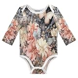 NYYYTTTEU Papel Pintado Patrón Mariposas Body de Bebé Manga Largas de Algodón Para Bebés de 3-24 Meses De Verano