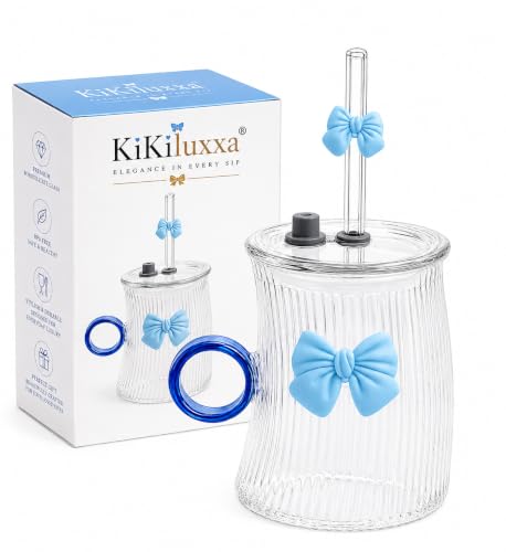 Image of KiKiluxxa Premium Sipper Mug with Lid and Straw| Cute Straw Juice Tumbler Milk Cups| Stylish Reusable Drinking Galss for Women Girls Kids (Arctic Sky Blue)