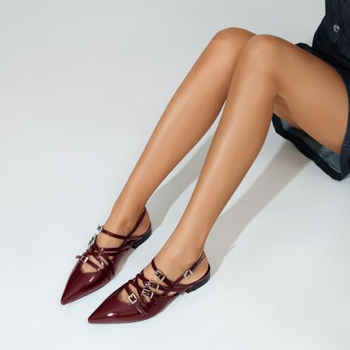 Women's Flats Ballet Ballerina Pointed Toe Slingback Flats with Strap Low Heel Fashion Buckle Dress Work Casual Shoes for Women4