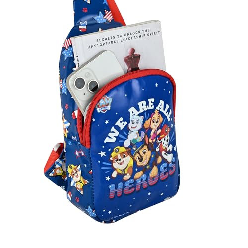 Image of Kids Space Theme Crossbody Chest Sling Bag, Navy Blue with Astronaut Print, Adjustable Strap, 17x13x6.5 cm, Perfect for School and Picnics