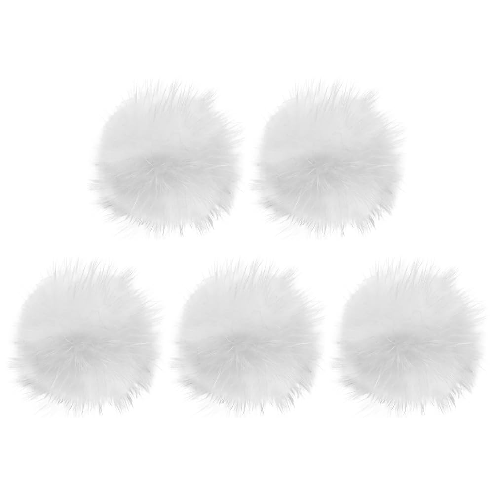 Pompons amovibles blancs en fausse fourrure 45 mm pour tricot et loisirs créatifs