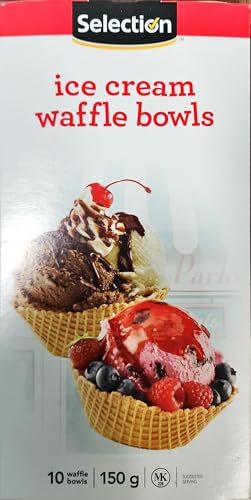 Waffle Bowls for Dessert –10 waffle bowls (10 pack) Classic Ice cream waffle bowl – Sweet, Crisp, Crunchy and Delicious – Ideal for Family Gatherings, Parties