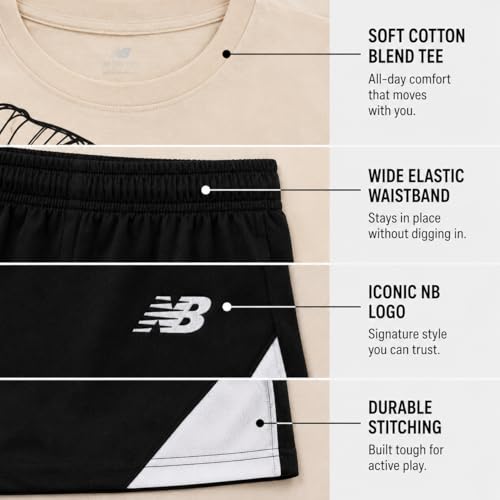 Image of New Balance Boys Athletic Shorts Set - 2 Piece Cotton Blend Jersey Shirt and Active Basketball Shorts for Boys