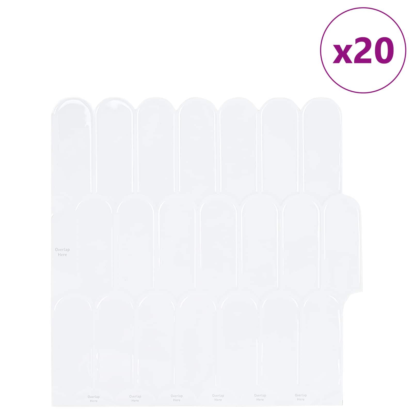 Lot de 20 carreaux à plumes - Blanc - 30 x 30 cm - Revêtement