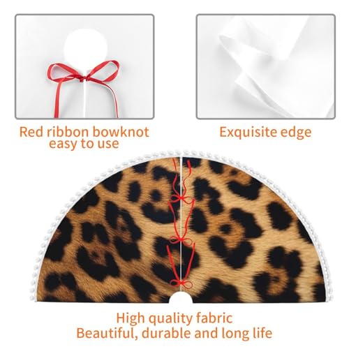 Jupe de sapin de Noël en peluche douce 121 cm imprimé léopard - 5