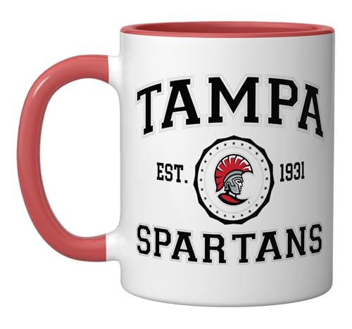 Taza de cerámica Tampa Spartans 11 onzas rojo blanco miniatura 1