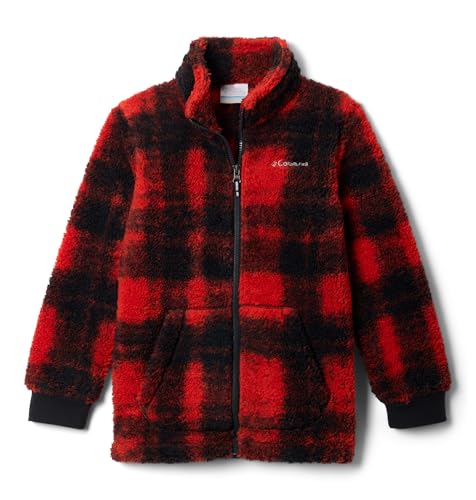 Columbia Youth Rugged Ridge II Printed Sherpa Full Zip, Sail Red Omblur Tonal, X-Large