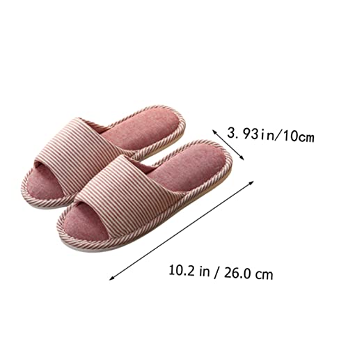VALICLUD 1pair Indoor Cloth Slippers for Women Comfortable House Footwear - Sole Stylish Striped Pattern Wear-resistant Seasons and Home Use2