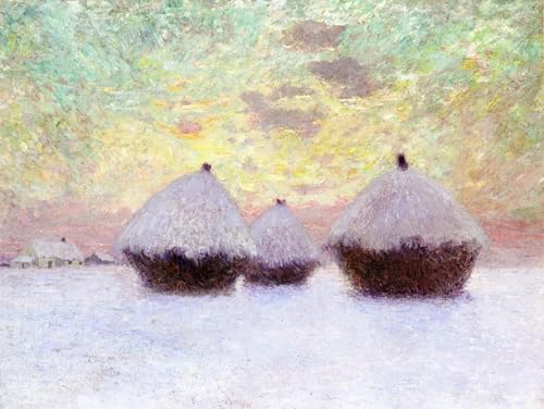 Pintura murales lienzo de alta calidad, cuadro vintage Pajares en la nieve Emile Claus, 60x90