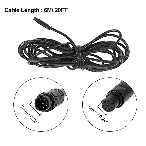 Image of X AUTOHAUX 8 Pin 20ft 6m Backup Camera Extension Cable Dash Camera Cord Wires Car Rear View Camera