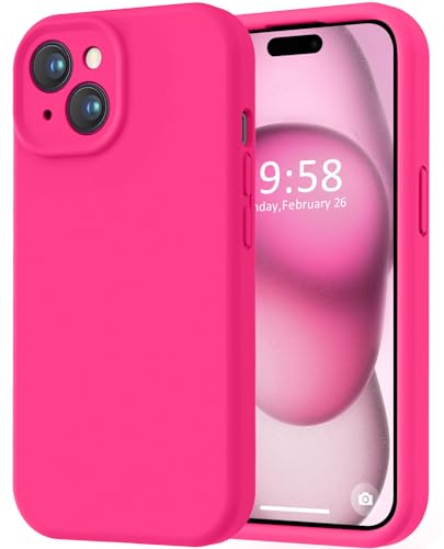 Image of LOVE 3000 Compatible with iPhone 15 Case, [Smooth Silicone Full Coverage Camera] [8ft Drop Protection], Soft Microfiber Lining Full Body Protective Case for iPhone 15 6.1 inch - Hot Pink