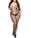Curbigals Sexy Gorgeous Floral Lingerie Plus Size Crotchless Sleeved Bodystocking Bodysuit (Black, XXXL|US 22-24W)