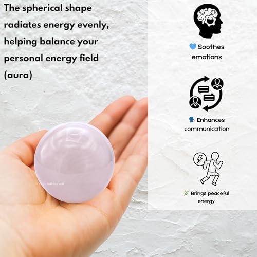 Image of Certified Crystal Pink Calcite Ball for Meditation - Premium Crystal Vastu Items for Home and Feng Shui Items for Good Luck - Ideal for Pooja Supplies and Spiritual Practices (1.5 Inch)