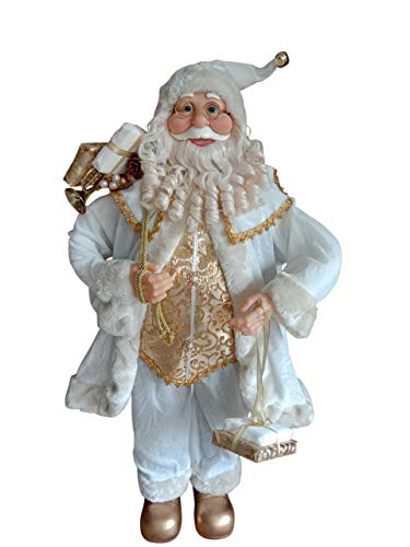 Grande figurine Père Noël avec sac de jouets - 90 cm de haut - Style Père Noël blanc Cover